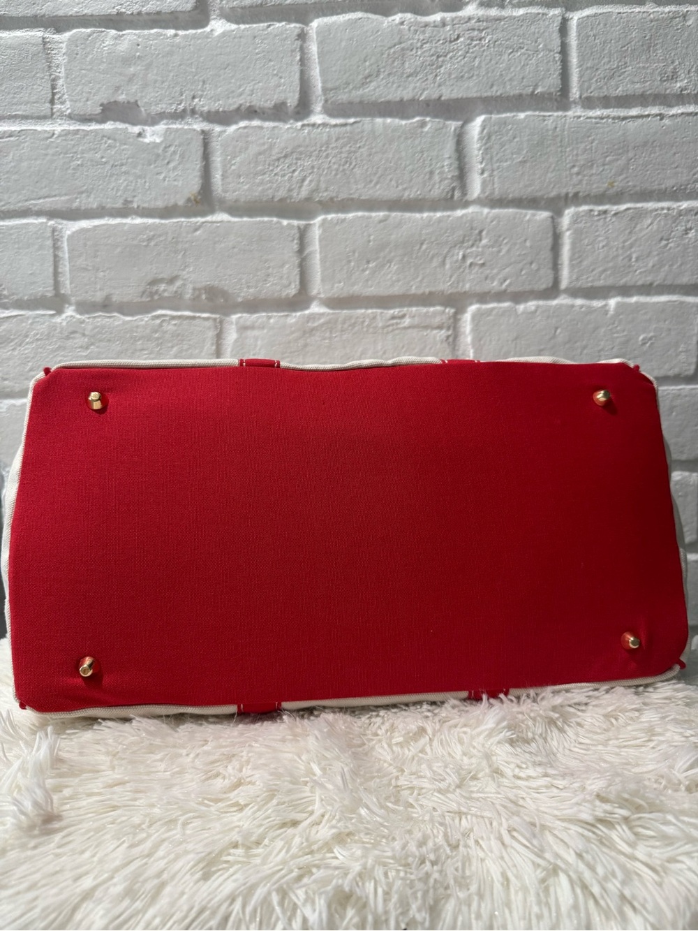 Canvas Tote Bag with Red Trim and Charms - Picture 6 of 7